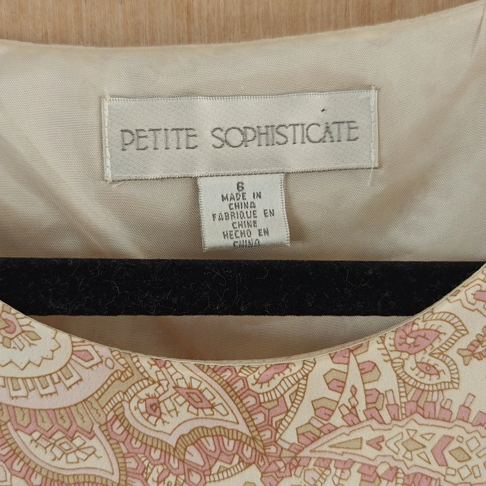 Petite Sophisticate Pink Cream Paisley Two-Piece Skirt Set 100% Silk - Picture 2 of 5